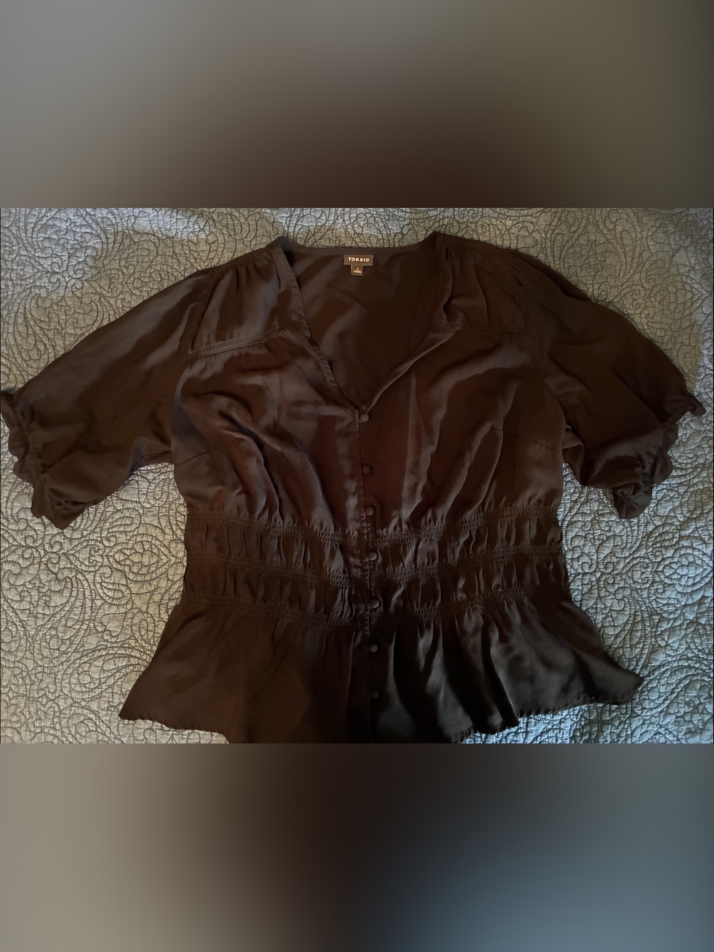 Torrid Black Faux Button-Front Peplum Blouse